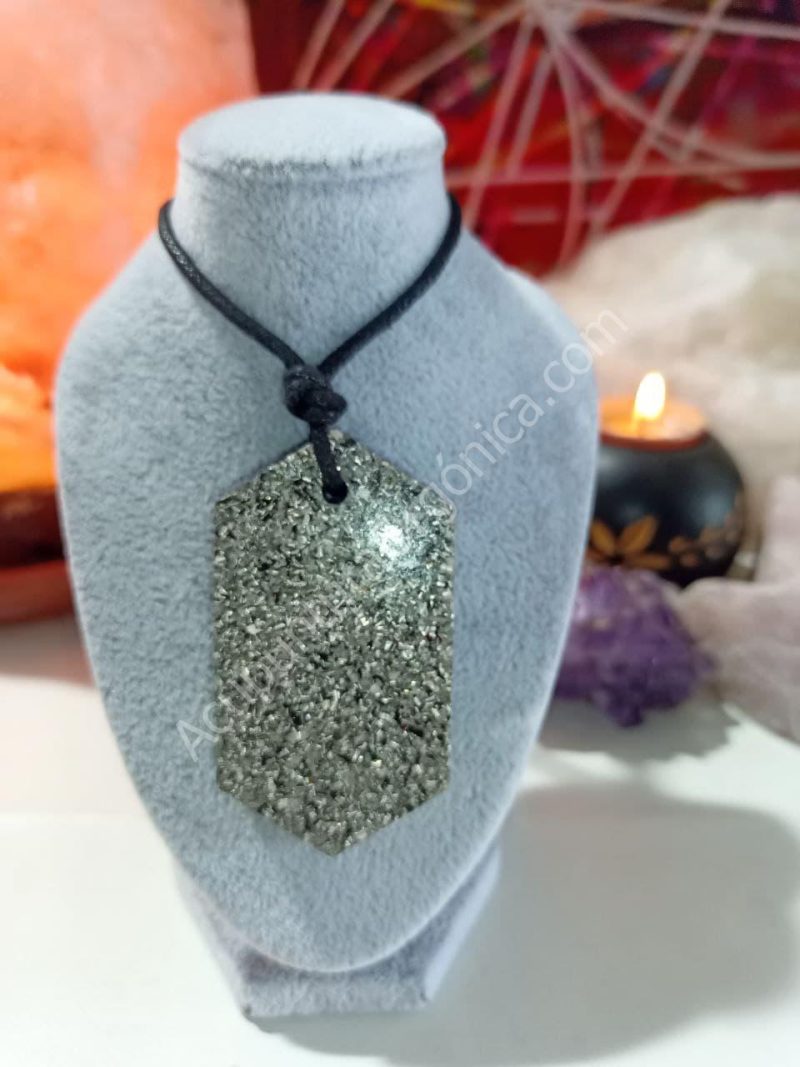 Colgante Chapa Hexagonal. Orgonita - Electronite. - Imagen 4