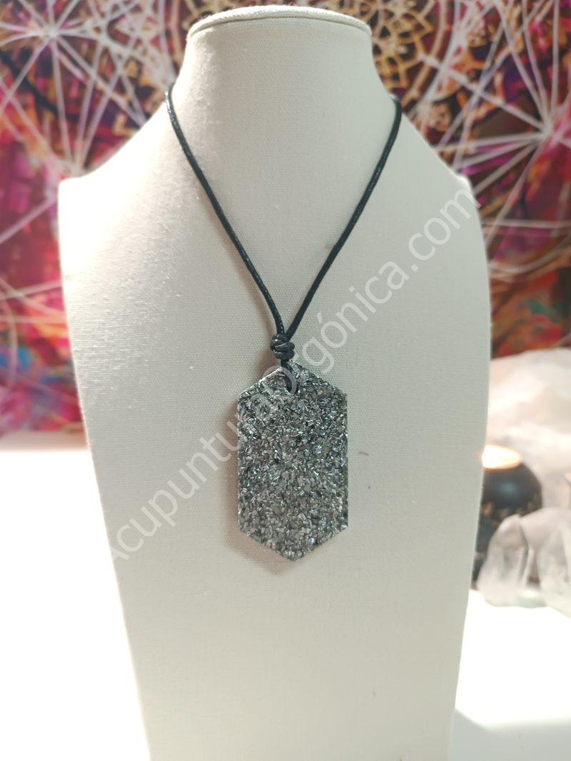Colgante Chapa Hexagonal. Orgonita - Electronite.