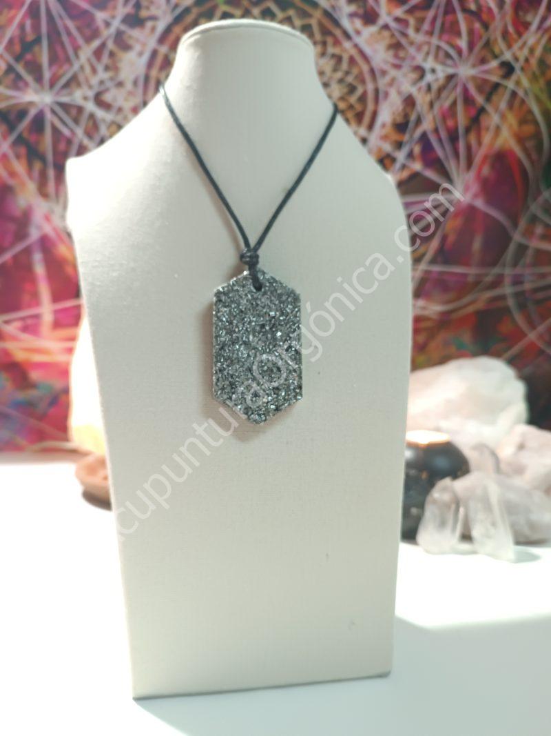 Colgante Chapa Hexagonal. Orgonita - Electronite. - Imagen 3