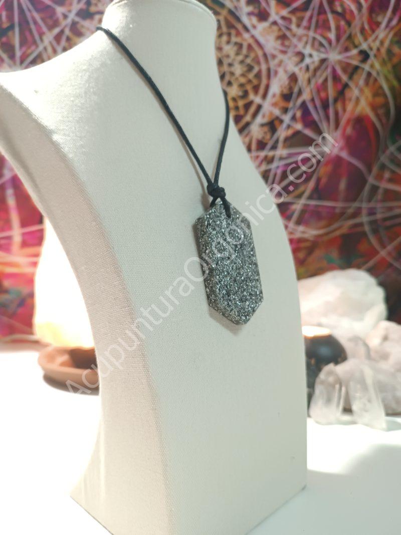 Colgante Chapa Hexagonal. Orgonita - Electronite. - Imagen 2