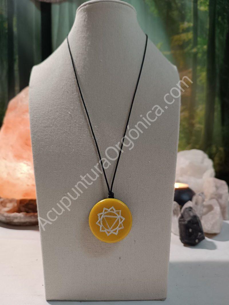 Colgante o llavero Orgonita electronite Chakra Plexo Solar formato Semicírculo