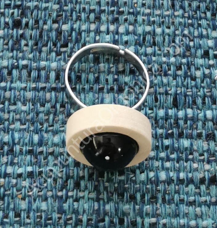 Anillo de Shungita y madera 2 colores - Imagen 2