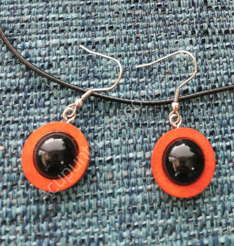 Pendientes de Shungita y madera 2 colores - Imagen 3