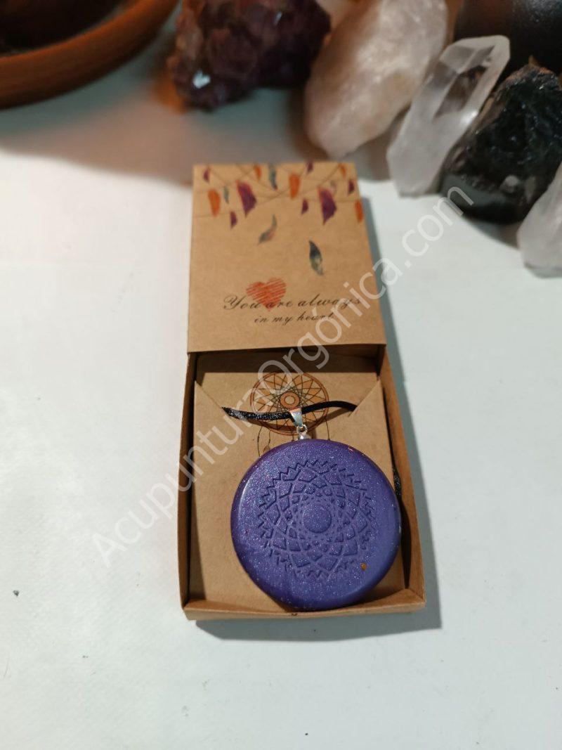 Colgante o llavero orgonita electronite Chakra Corona formato Semicirculo - Imagen 5