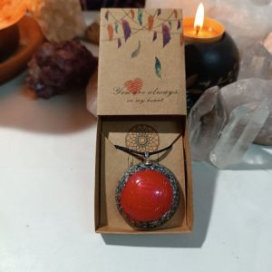 Colgante o llavero Orgonita electronite Chakra Raíz formato Semiesfera