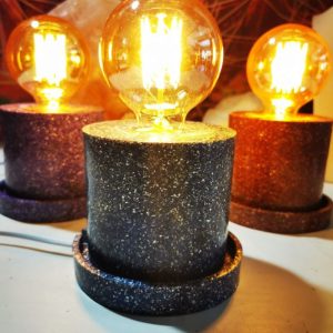 Lámpara formato CILINDRO mesita orgonita-electronite