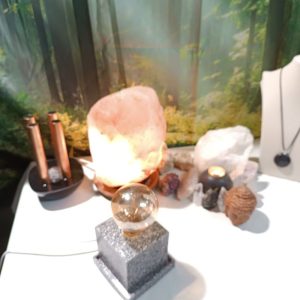 Lámpara mesita CUADRADA de orgonita-electronite