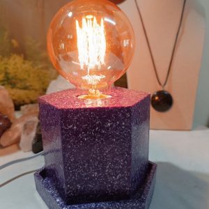 Lámpara mesita de orgonita-electronite formato HEXAGONAL