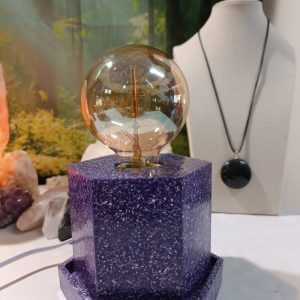 Lámpara mesita de orgonita-electronite formato HEXAGONAL