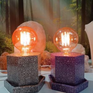 Lámpara mesita de orgonita-electronite formato HEXAGONAL